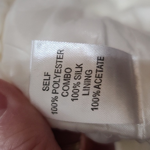 VTG Oleg Cassini Womens Formal Dress Off White SILK Beaded Pleated Wedding Sz 16 - Picture 11 of 16